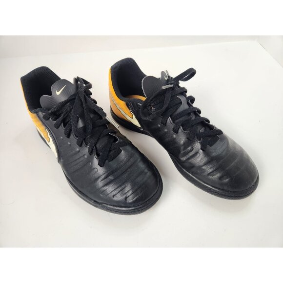 Nike Tiempo X Black & Yellow Astro Turf Football Shoes Size 5Y - Picture 4 of 9